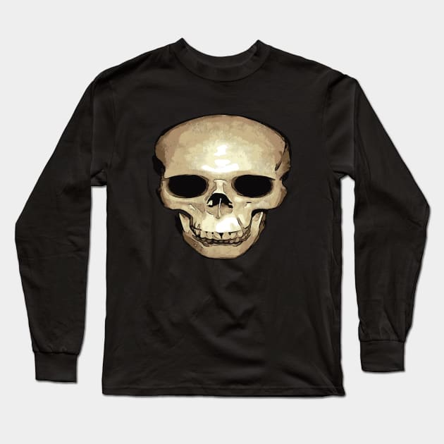 Floating Antique Human Skull Long Sleeve T-Shirt by taiche